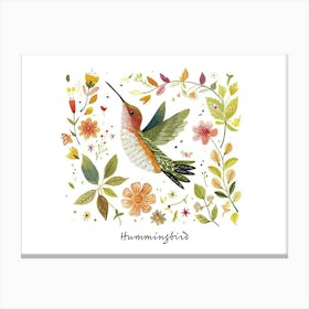 Little Floral Hummingbird 3 Poster Canvas Print