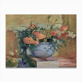 Flowers In A Blue Vase 1 Canvas Print