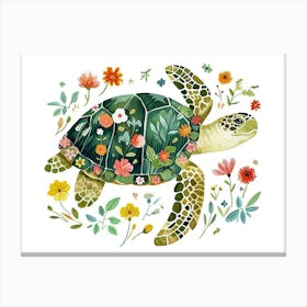 Little Floral Turtle 2 Canvas Print