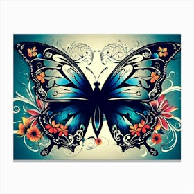 Butterfly With Flowers 5 Canvas Print
