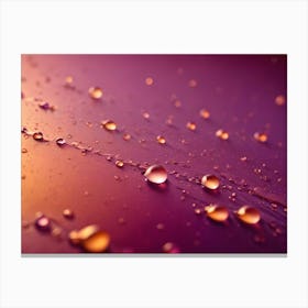 Close Up Macro Shot Of Water Droplets On A Pink And Orange Surface Canvas Print