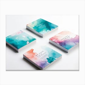 Bundle Of Creative Business Cards Featuring Watercolor Splashes Bursts Of Vibrant Colors In Shades (1) Canvas Print