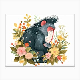 Little Floral Mandrill 2 Canvas Print