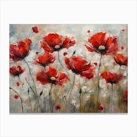 Red Poppies Flowers Impressionism Canvas Print