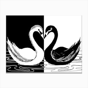 Black White Swan Canvas Print