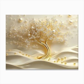 3d Golden Tree with Pearl Canvas Print