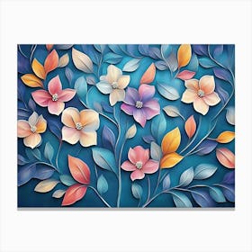 Multicolor Flower With Leaves Canvas Print