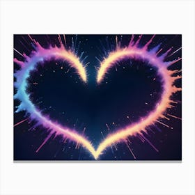 Abstract Image Of A Heart Shape Formed By Colorful, Glowing Particles 1 Canvas Print