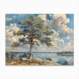 Pine Tree On The Shore Canvas Print