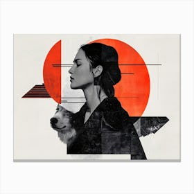 Woman With A Dog Canvas Print