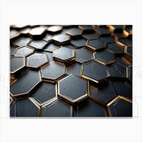 3d Art Background, Metal High Quality Hexagon Rendering Design Honeycomb Illustration Canvas Print