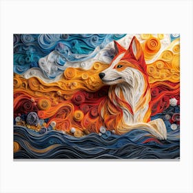 Japanese Akitainu Paper Quilling Dog Portrait Canvas Print