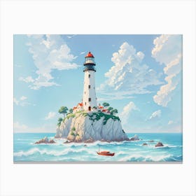 Lighthouse in the Ocean Canvas Print