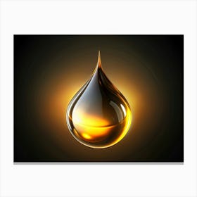 Golden Oil Drop On Dark Background Canvas Print