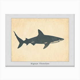 Bigeye Thresher Shark Grey Silhouette 4 Poster Canvas Print