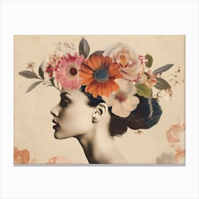 Woman With Flowers On Her Head 9 Canvas Print