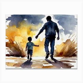 Father And Son Walking Father's Day 3 Canvas Print