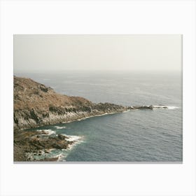 Black Rocks By The Sea, Tenerife Coastline, Analogue Travel Photography Canvas Print