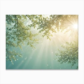 An Image Of A Forest Scene With Sunbeams Breaking Through The Leaves, Creating A Warm And Inviting Atmosphere Canvas Print