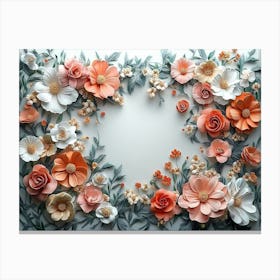 A Captivating 3d Artwork Featuring a Lush Array of Flowers Canvas Print