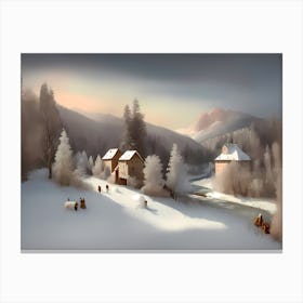 Winter Village 4 Canvas Print