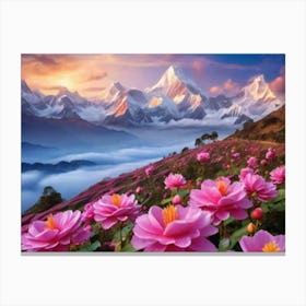 Lotus Flowers In The Mountains 1 Canvas Print