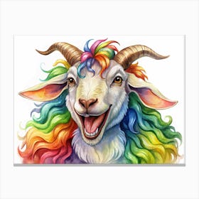 Rainbow Goat Illustration Canvas Print