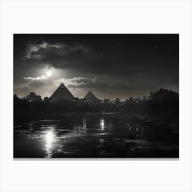 Black And White Photograph Of Cairo Egypt Nile River 1 Canvas Print