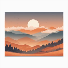 Misty mountains horizontal background in orange tone 98 Canvas Print