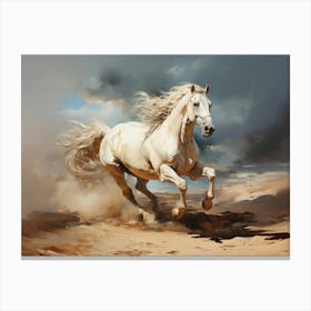 White Horse In The Desert Canvas Print