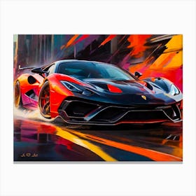 Ferrari Super Sportscar Drive - Abstract Color Painting Canvas Print