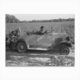 Untitled Photo, Possibly Related To Pushing A Car Belonging To Agricultural Day Laborer To Start It, Near Muskogee, Canvas Print