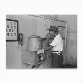 Drinking At Colored Water Cooler In Streetcar Terminal, Oklahoma City, Oklahoma By Russell Lee Canvas Print