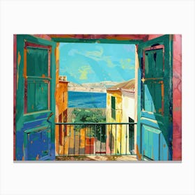 Malaga From The Window View Painting 3 Canvas Print