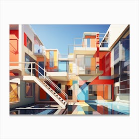 Abstract Art Architecture Colorful Painting Canvas Print