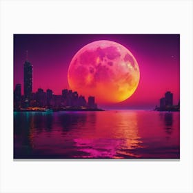 Full Moon Over City 1 Canvas Print