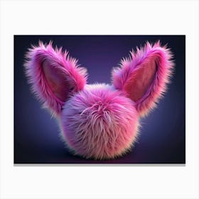 Pink Fluffy Ball With Bunny Ears Canvas Print