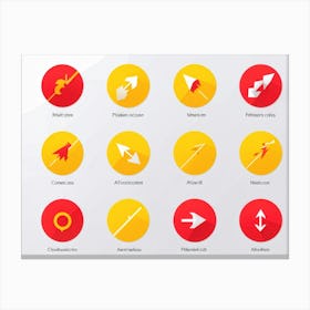 An Abstract Set Of Flat Design Navigation Icons Consisting Of Pointer With Red And Yellow Color Sche (4) Canvas Print