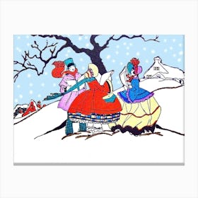 Christmas Choir Is Singing On A Snow Canvas Print