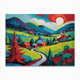 Colorful Country Road Landscape Canvas Print