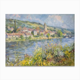 Tranquil Waterside Paradise Painting Inspired By Paul Cezanne Canvas Print