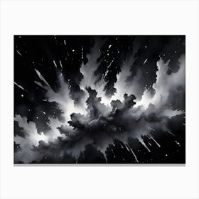 An Abstract Explosion Of White Particles On A Black Background, Resembling A Burst Of Energy Or A Cosmic Event Canvas Print