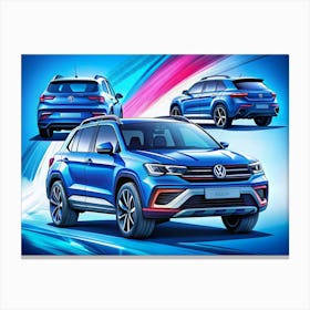 Blue Volkswagen Suv 1 Canvas Print