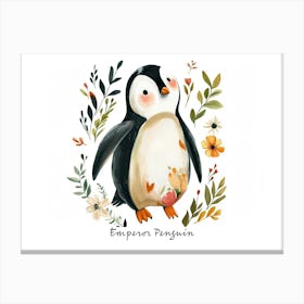 Little Floral Emperor Penguin 3 Poster Canvas Print