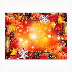 Autumn Leaves Radiate Vibrant Red Orange And Yellow Hues Clustered Together Embraced By A Decora (6) Canvas Print