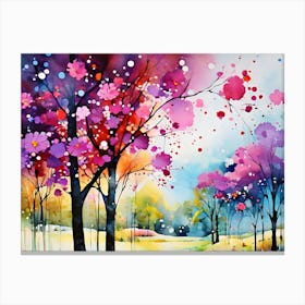 Watercolor Of Trees 6 Canvas Print