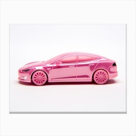 Toy Car Tesla Model S Pink Canvas Print