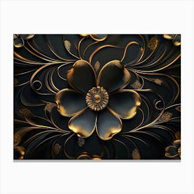 Gold Floral Wallpaper 1 Canvas Print