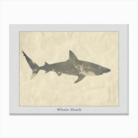 Whale Shark Grey Silhouette 3 Poster Canvas Print