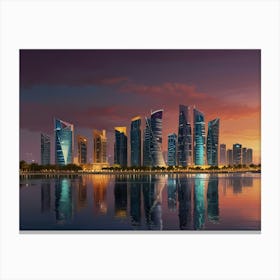 Qatar City Skyline Art Canvas Print